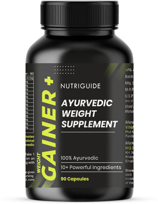 Nutri Guide Ayurvedic Gain+ Weight & Mass Gainer Supplement(90 Capsules)