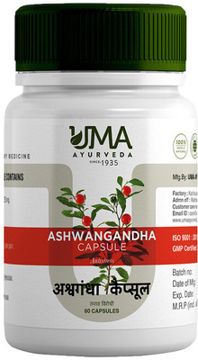 Uma Ayurveda Ashwagandha Stress Relief Strength Energy Immunity Boost 60 Capsule(60 Capsules)