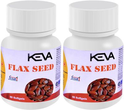 KEVA FLAX SEED OIL (60 CAPSULES, 500 MG EACH) : Vital Source of EPA and DHA(Pack of 2, 100 g)