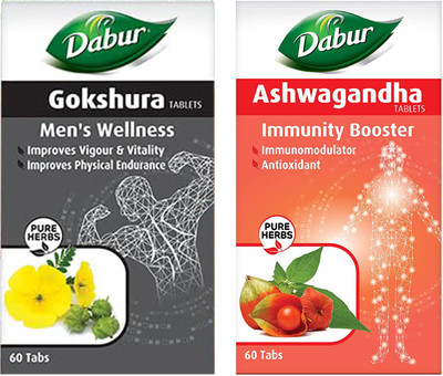 Dabur Ashwagandha & Gokshura Tablets Combo(Pack of 2, 60 Tablets, 60 Tablets)