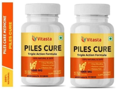 VITASTA PILES CURE, AYURVEDIC FOR FAST RELIEF FROM BAVASIR,BLEEDING & NON BLEEDING PILES(Pack of 2, 100 Capsules)