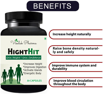 visalak pharma Hight Hit-Height Growth Tablets InCrease Height Naturally 30 veg caps(30 Capsules)