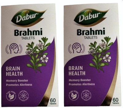 Dabur Brahmi 60 Tablets Brain Health Memory Booster Promotes Alertness(Pack of 2, 120 Tablets)