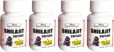 Maadurga ayurved bhander Shilajit Capsules With Ashwagandha and Giloy For Strength, Power & Stamina(Pack of 4, 120 Capsules)
