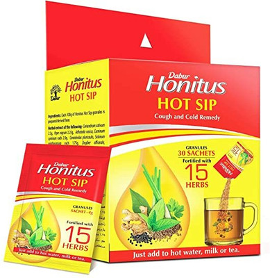 Dabur Honitus Hot Sip: 100% Provides Instant Relief Cough and Cold (30 Sachets)(120 g)