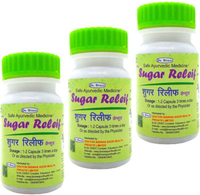 Dr. Biswas Sugar Relief 50 Capsule For Helps Sugar Control (Pack Of 3)(Pack of 3, 150 Capsules)