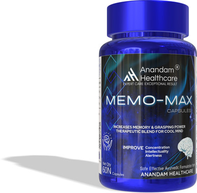 Anandam Healthcare Brain Health Capsules for Memory & Focus | Improves Learning | Vegetarian(60 Capsules)