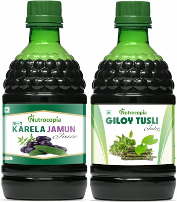 NUTROCOPIA Neem Karela Jamun & Giloy Tulsi Juice For Diabetic Care Pack of 2(Pack of 2)