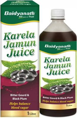 Baidyanath Karela Jamun Juice 1L | Natural Remedy For Blood Sugar Management |Helps in Reducing the Bad Cholesterol Levels & Improves overall Health and Wellness(1000 ml)