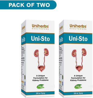Uniherbs Uni Sto Syrup for Kidney Stone Problems with Herbal Formulation pack of 2(Pack of 2, 400 ml)