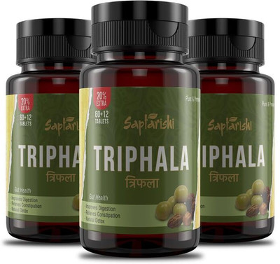 Saptarishi Ayurvigyan Triphala Tablets | Enhances Digestion, Eases Constipation, Natural Detox(Pack of 3, 216 Capsules)