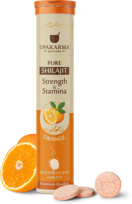 UPAKARMA Pure Shilajit Effervescent Tablets Boost Performance and Stamina- Orange Flavour(20 Tablets)