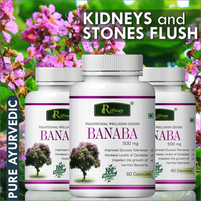 Riffway Banaba Natural: Pill Diebetes Capsule Controls Blood Sugar-Level(Pack of 3, 180 Capsules)