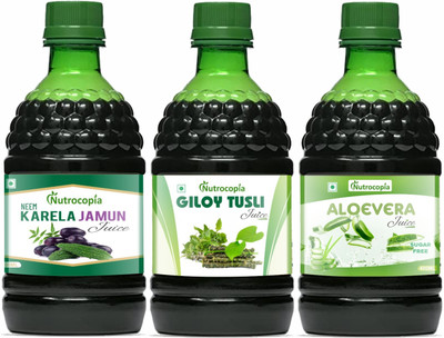 NUTROCOPIA Neem Karela Jamun, Giloy Tulsi & Aloe vera Juice Pack of 3(Pack of 3, 1200 ml)