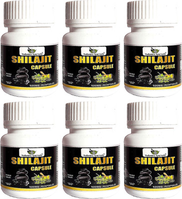 VEDANTRA AYURVEDA Shilajit Capsules|Rich in Fulvic Acid|Strength, Power & Stamina(Pack of 6, 90 Capsules)