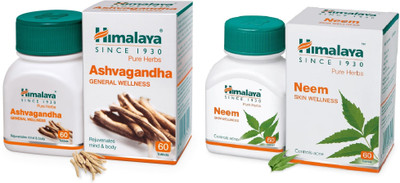 HIMALAYA Ashvagandha and Neem For Immunity Boosting and Skin Wellness(Pack of 2, 120 Tablets)