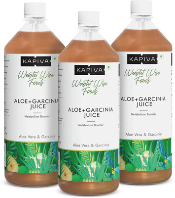 Kapiva Aloe Vera + Garcinia Juice 1L | Helps in Weight Management | No Added Sugar(Pack of 3, 1 L)