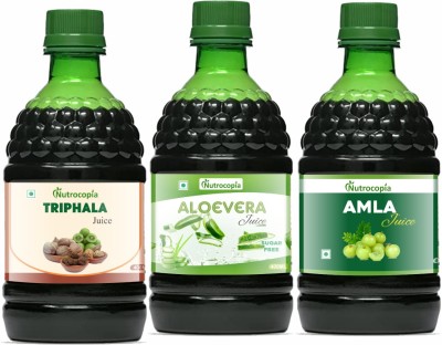 NUTROCOPIA Triphala, Aloe vera & Amla Juice to Relieves Constipation Pack of 3(Pack of 3)