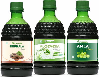 NUTROCOPIA Triphala, Aloe vera & Amla Juice to Relieves Constipation Pack of 3(Pack of 3, 1200 ml)