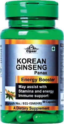 CIPZER Korean Ginseng 60 Capsule Stamina, Energy & Immunity Booster & Antioxident(60 Capsules)