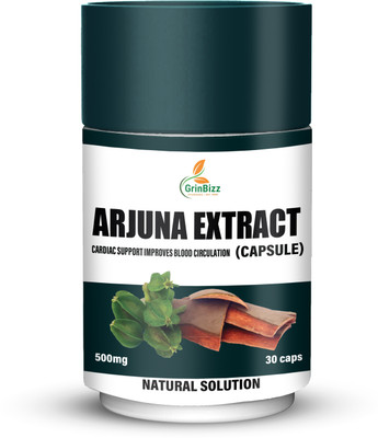 grinbizz Arjuna Extract Capsule Maintain Cholesterol Level|BP Care|Healthy Digestion(Pack of 2, 60 Capsules)
