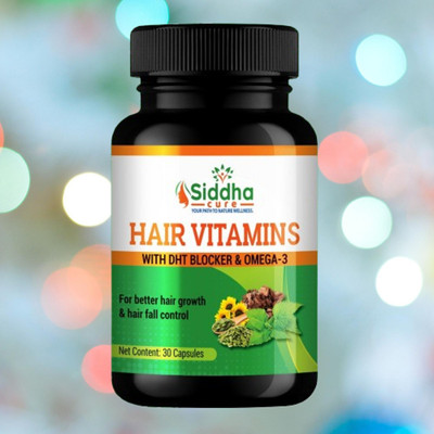 Siddha cure Hair Vitamin Capsules Advanced Biotin & Multivitamin Formula for Strong, Shiny(30 Capsules)