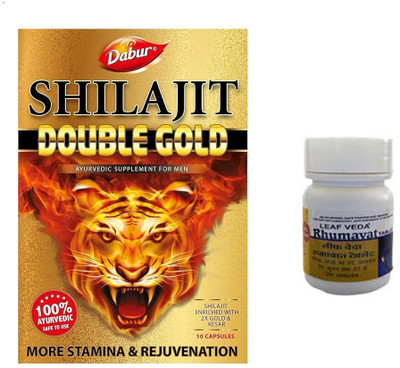 Dabur Shilajit double Gold 10 capsules With Leaf Rhumavat 20 Tablets(10 Capsules, 20 Tablets)
