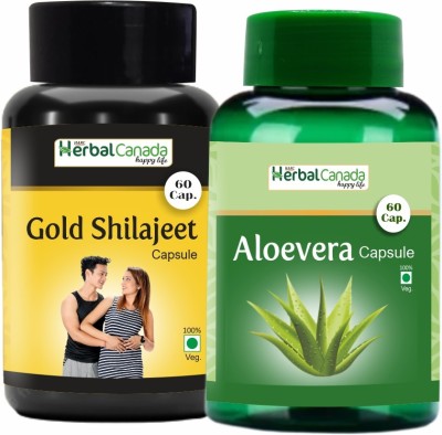 HARC Herbal Canada Gold Shilajit (60 Capsules) + Aloe vera (60 Capsules) | Healthy Combo Pack(Pack of 2)