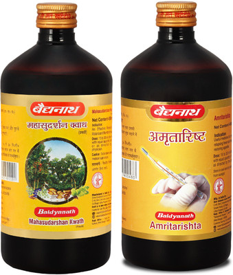 Baidyanath Typhoid care combo- Amritarishta 450 Ml, Mahasudarshan kwath 450 Ml(Pack of 2, 900 ml)