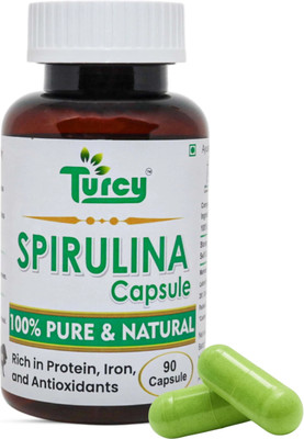 Turcy Spirulina Capsule | Organic 90 Capsule | Herbal Supplement for Daily Wellness(90 Capsules)