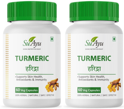 suayu Turmeric Capsules Herbal Supplement for Skin Health Antioxidant Support(Pack of 2, 60 Capsules)