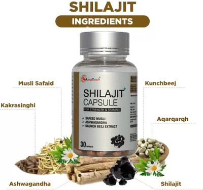 Aayatouch Pure Shilajit Capsules for Strength, Stamina & Vitality(30 Capsules)