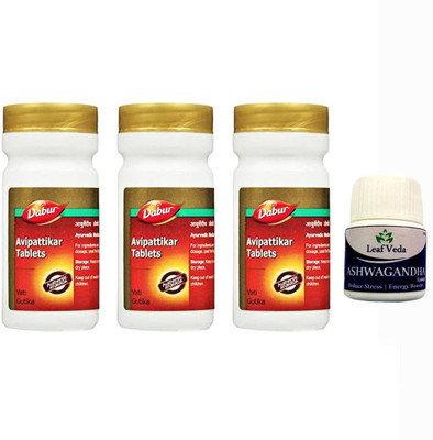 Dabur Avipattikar Tablets For constipation With Leaf Ashwagandha 15 Tab(Pack of 4, 180 Tablets)