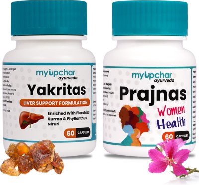 myupchar ayurveda Combo Yakritas Liver Support With Prajnas WH Better Cycle & Hormonal Balance(Pack of 2)
