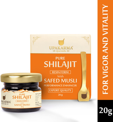 UPAKARMA AYURVEDA Pure Shilajit Resin with Safed Musli to Boost Performance, Power, and Stamina(20 g)