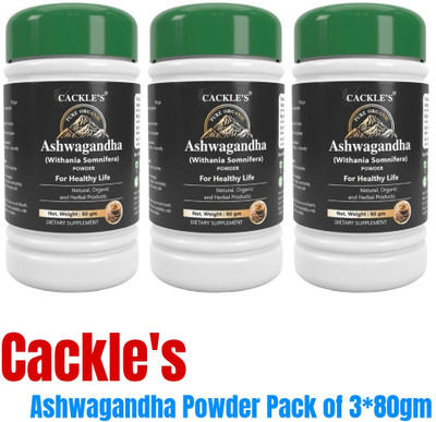 Cackle's Ashwagandha Powder 80gm (3 Packs)(Pack of 3, 80 g)