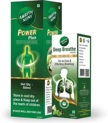 AMRITH NONI Power Plus 500ml + Deep Breathe 200ml – Helps in Immunity & Respiratory Wellness(500 ml, 200 ml)