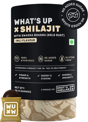 What's Up Wellness Shilajit Resin Gummies with 24K Gold Dust | Improve Stamina & Immunity(30 Tablets)