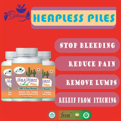 Gileon Heapless Piles Treats all types of Piles Relief From Bawasir For Men&Women180Cap(Pack of 3)