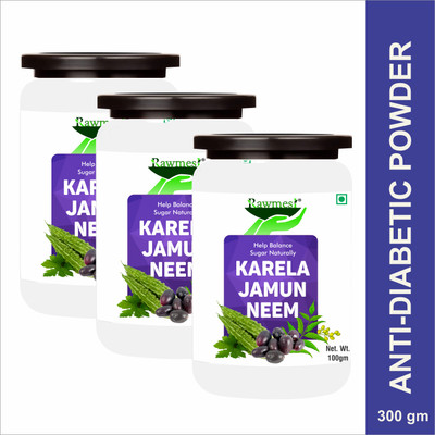 Rawmest Neem Karela Jamun Powder- For Maintaining Blood Sugar Levels(Pack of 3, 300 g)