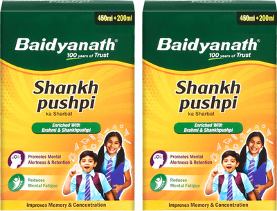Baidyanath Shankhpushpi Sharbat 450 ml- Pack of 2| Helps in Mental Weakness, Forgetfulness(Pack of 2, 450 ml)
