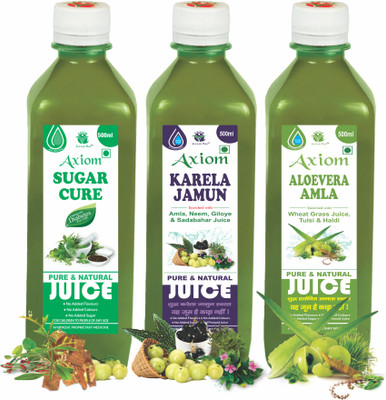 AXIOM Health Care Combo (Karela Jamun 500ml + Aloevera Amla 500ml + Sugar Cure 500ml)(Pack of 3, 1500 ml)