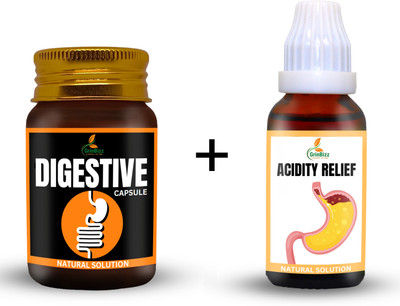 grinbizz Combo Of Digestive Capsule With Acidity Relief Drop/for Gas/Improves Digestion(Pack of 2, 30 Capsules, 30 ml)