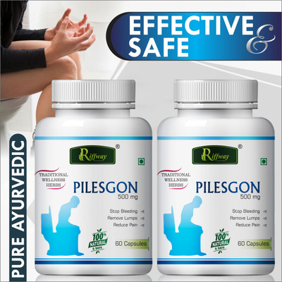 Riffway Pilesgon Organic Tablets Piles Capsule Bawaseer Ki Dava For Reduce Pain(Pack of 2, 120 Capsules)