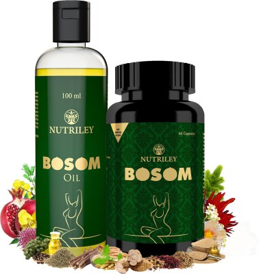 NUTRILEY Bosom Capsule 60 Caps & Bosom Massage Oil 100 ml for women