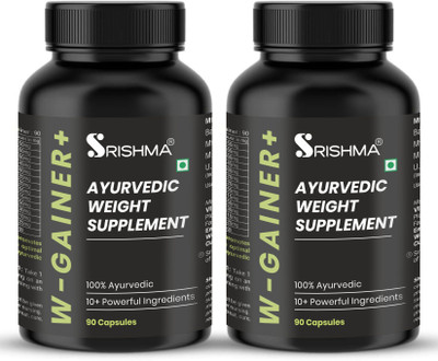 Srishma Gainer+ Performance Protein Formula Weight Gainers/Mass Gainers(Pack of 2, 180 Capsules)