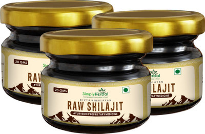 Simply Herbal Divya Himalayan Shilajit Gold Resin 24 Carat| Boost Performance| Power & Stamina(Pack of 3, 60 g)