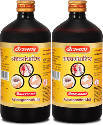 Baidyanath Ashwagandharishta | Helps to handle Physical, Mental & Emotional Stress & Anxiety | Improves overall health & restores Strength |(Pack of 2, 450 ml, 450 ml)