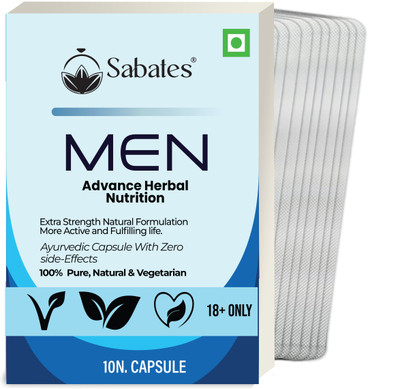 Sabates Men Wellness Energy Capsule For Men / Excellent Rejuvenating Restors Power(Pack of 10, 100 Capsules)