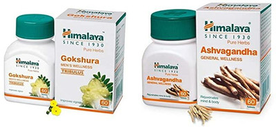 HIMALAYA Ashvagandha Tablets 60's And Gokshura Men's Wellness Tablets, 60(Pack of 2, 120 Tablets)